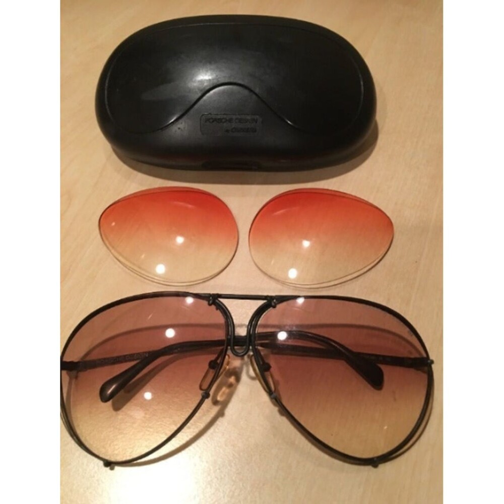 Vintage Porsche Design Carrera 5621 Aviator Sunglasses Black Frame 2 Lens Sets